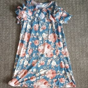 Alya Blue and Peach Floral Kids Dress